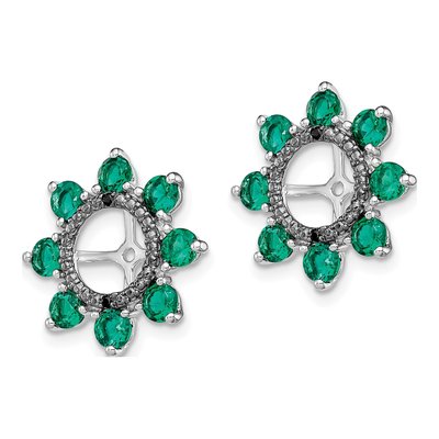 Sterling Silver Lab-Created Emerald & Sapphire Jacket Earring Jackets – view 4