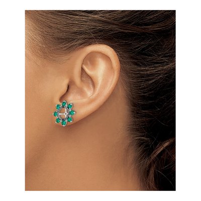 Sterling Silver Lab-Created Emerald & Sapphire Jacket Earring Jackets – view 5