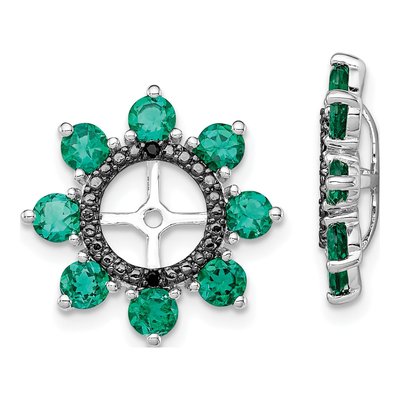 Sterling Silver Lab-Created Emerald & Sapphire Jacket Earring Jackets