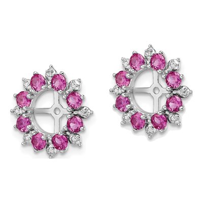 Sterling Silver Lab-Created Ruby & Diamond Jacket Earring Jackets – view 4
