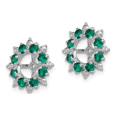 Sterling Silver Lab-Created Emerald & Diamond Jacket Earring Jackets – view 4