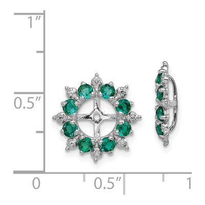 Sterling Silver Lab-Created Emerald & Diamond Jacket Earring Jackets – view 6