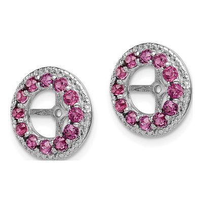 Sterling Silver Rhodolite Garnet & Diamond Jacket Earring Jackets – view 4