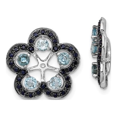 Sterling Silver Swiss Blue Topaz & Sapphire Jacket Earring Jackets