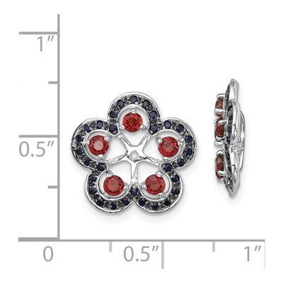 Sterling Silver Garnet & Sapphire Earring Jackets – view 4