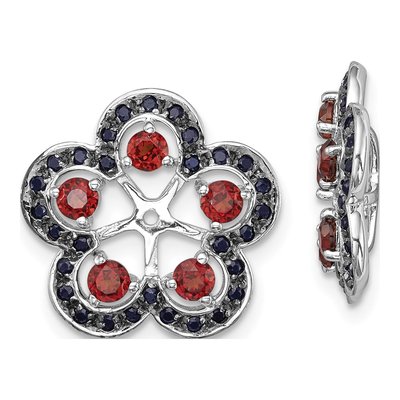 Sterling Silver Garnet & Sapphire Earring Jackets