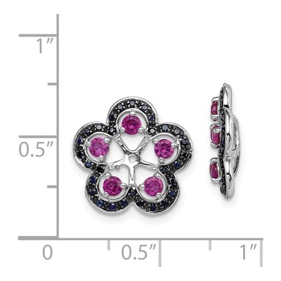 Sterling Silver Lab-Created Ruby & Sapphire Earring Jackets – view 4