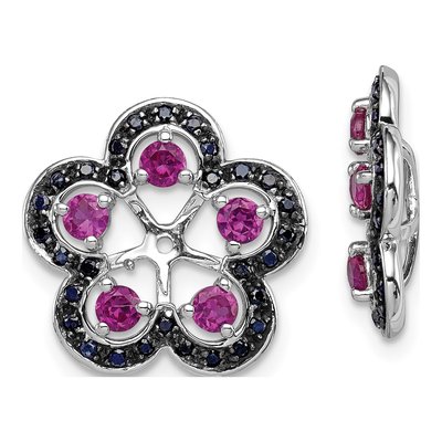 Sterling Silver Lab-Created Ruby & Sapphire Earring Jackets