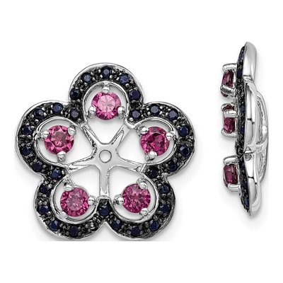 Sterling Silver Rhodolite Garnet & Sapphire Jacket Earring Jackets
