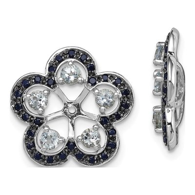Sterling Silver Aquamarine & Sapphire Earring Jackets