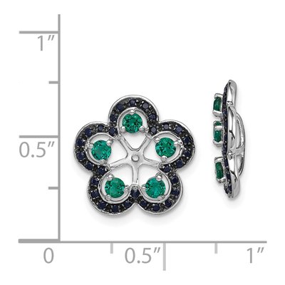 Sterling Silver Lab-Created Emerald & Sapphire Earring Jackets – view 4