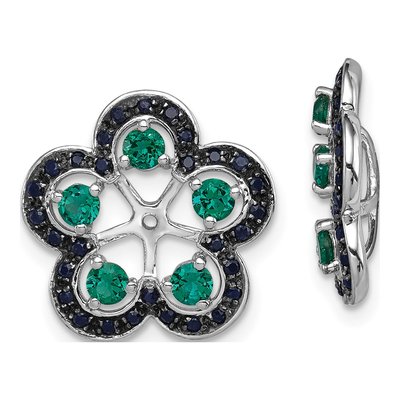 Sterling Silver Lab-Created Emerald & Sapphire Earring Jackets