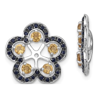 Sterling Silver Citrine & Sapphire Earring Jackets
