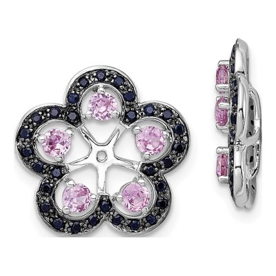 Sterling Silver Lab-Created Sapphire Earring Jackets