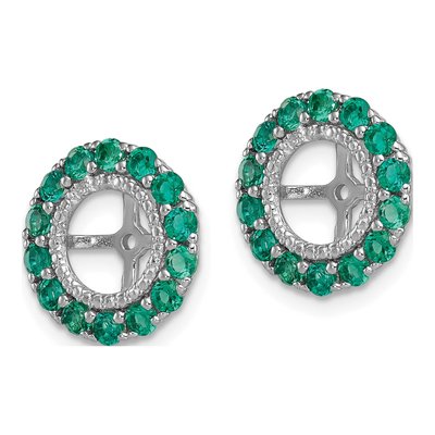 Sterling Silver Lab-Created Emerald & Diamond Jacket Earring Jackets – view 4