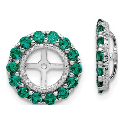 Sterling Silver Lab-Created Emerald & Diamond Jacket Earring Jackets