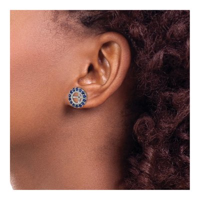 Sterling Silver Lab-Created Sapphire & Diamond Jacket Earring Jackets – view 5