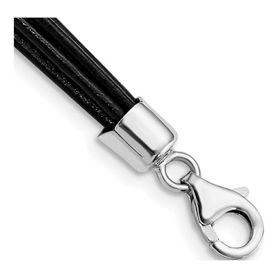 Sterling Silver Black Leather Multi-Cord Necklace – view 4