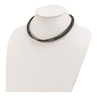 Sterling Silver Black Leather Multi-Cord Necklace – view 5