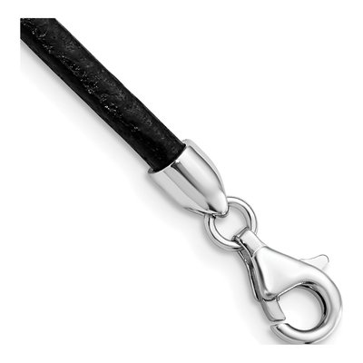 Sterling Silver Black Leather Cord Necklace – view 4