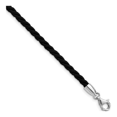 Sterling Silver Black Cord Necklace