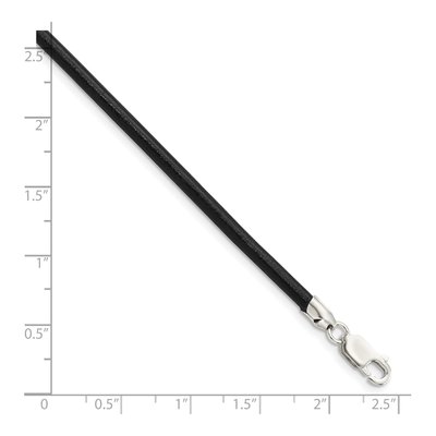 Sterling Silver Black Leather Cord Necklace – view 3