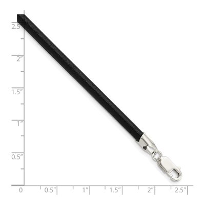 Sterling Silver Black Leather Cord Necklace – view 2