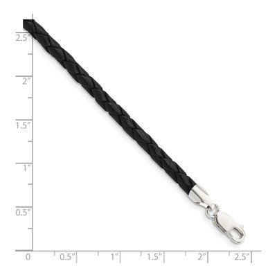 Sterling Silver Black Leather Braided Necklace – view 2