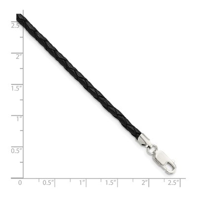Sterling Silver Black Leather Braided Necklace – view 3