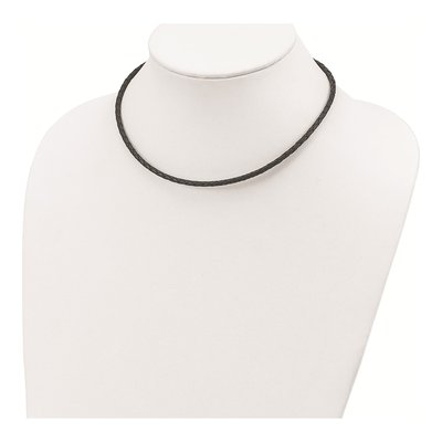 Sterling Silver Black Leather Braided Necklace – view 4