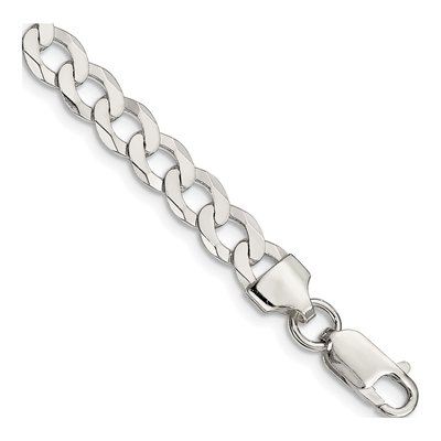 Sterling Silver 6.8mm Flat Curb Chain Bracelet