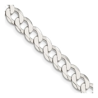 Sterling Silver 7.5mm Flat Curb Chain