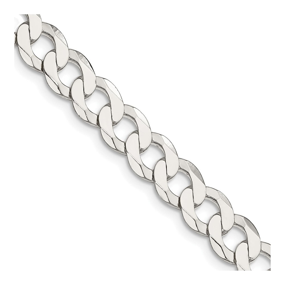 24 Inch Sterling Silver 7.5mm Flat Curb Chain Necklace with Lobster Clasp
