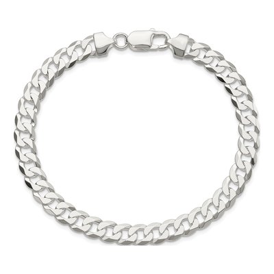 Sterling Silver 7.5mm Flat Curb Chain Bracelet – view 3