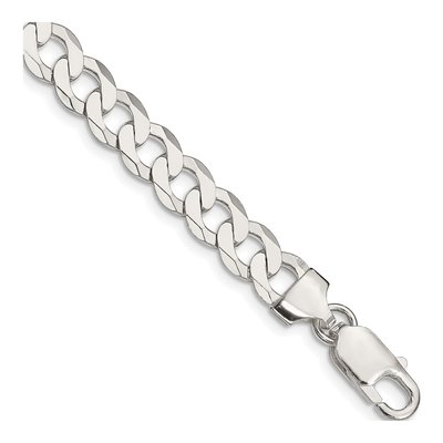 Sterling Silver 7.5mm Flat Curb Chain Bracelet