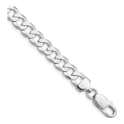 Sterling Silver 7.5mm Flat Curb Chain Bracelet