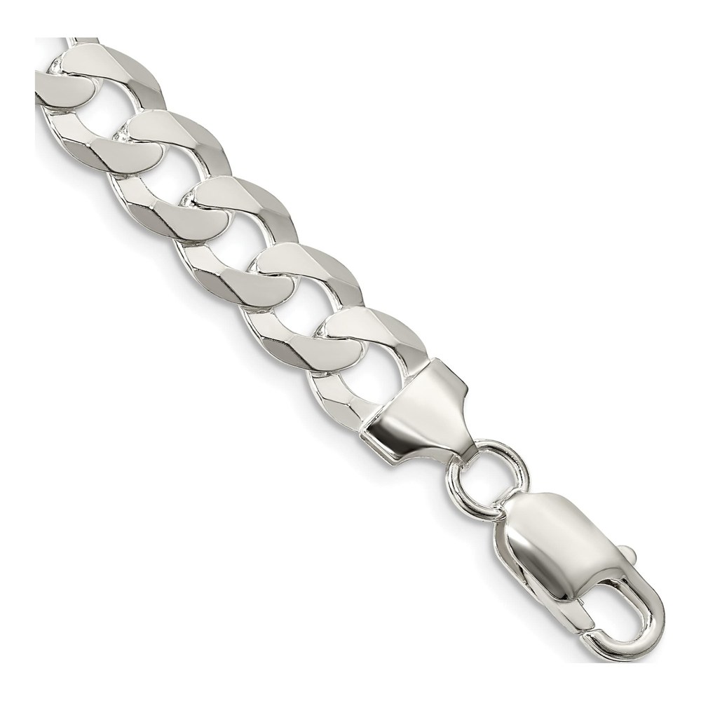 Sterling Silver 8.5mm Flat Curb Bracelet, Italy