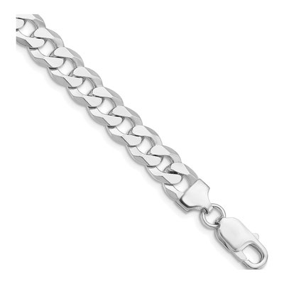 Sterling Silver 8.5mm Flat Curb Chain Bracelet