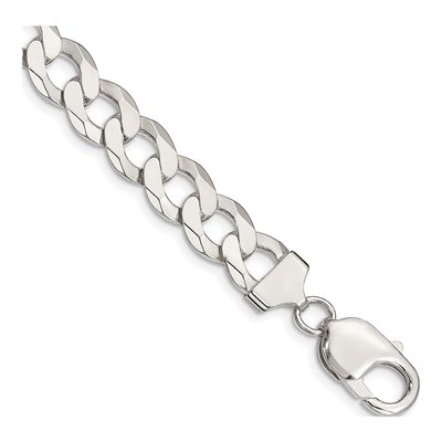 Sterling Silver 9.75mm Flat Curb Chain Bracelet