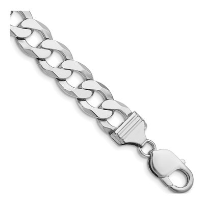 Sterling Silver 11.75mm Flat Curb Chain Bracelet