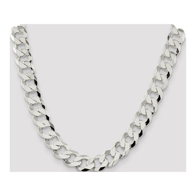 Sterling Silver 14mm Flat Curb Chain – view 4