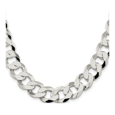 Sterling Silver 14mm Flat Curb Chain – view 2