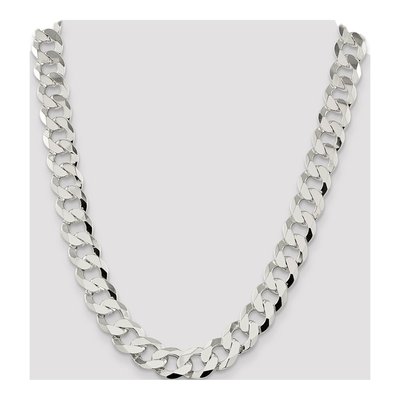 Sterling Silver 14mm Flat Curb Chain – view 4