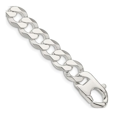Sterling Silver 14mm Flat Curb Chain Bracelet