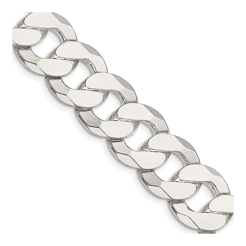 22 Inch Sterling Silver 16mm Flat Curb Chain Necklace with Lobster Clasp