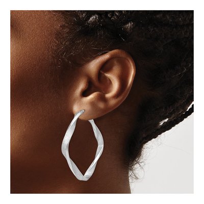 Sterling Silver 45mm Twisted Hoop Earrings – view 4