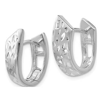 Sterling Silver 15mm Diamond-Cut Huggie Hoop Earrings – view 3