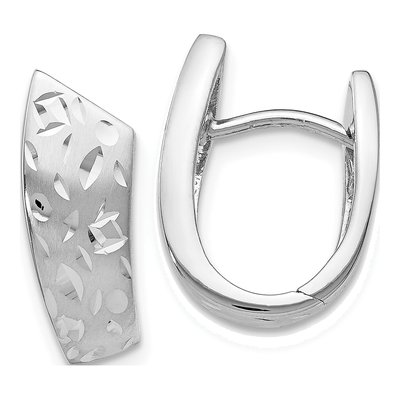 Sterling Silver 15mm Diamond-Cut Huggie Hoop Earrings