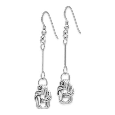 Sterling Silver Diamond-Cut Shepherd Hook Dangle Earrings – view 2