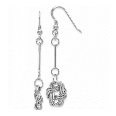Sterling Silver Diamond-Cut Shepherd Hook Dangle Earrings